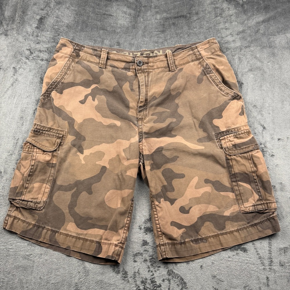 Arizona Cargo Shorts Men 40 Brown Camo Utility Pockets Excellent